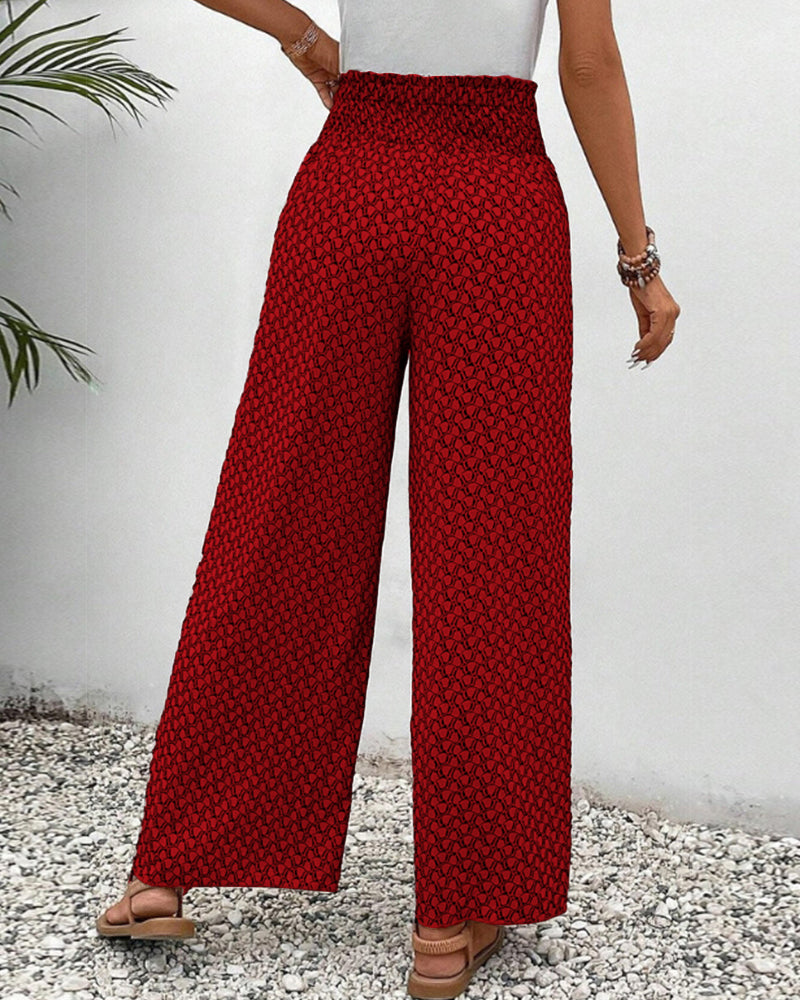 Damen Stoffhose mit weitem Bein und hohem Bund I ideal für Frühling und Sommer