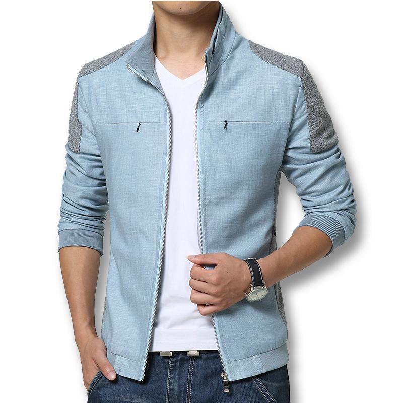 Herren Sommerjacke mit Stehkragen und Knopfleiste, leicht und atmungsaktiv
