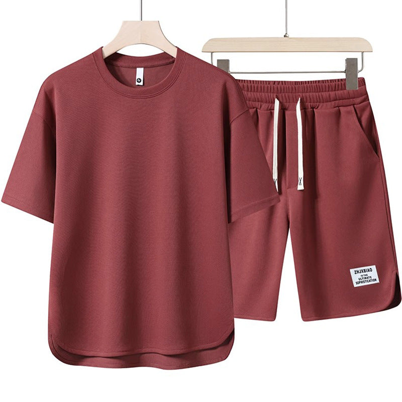 Herren Sommer Kurzarm-T-Shirt mit Rundhalsausschnitt Einfarbig