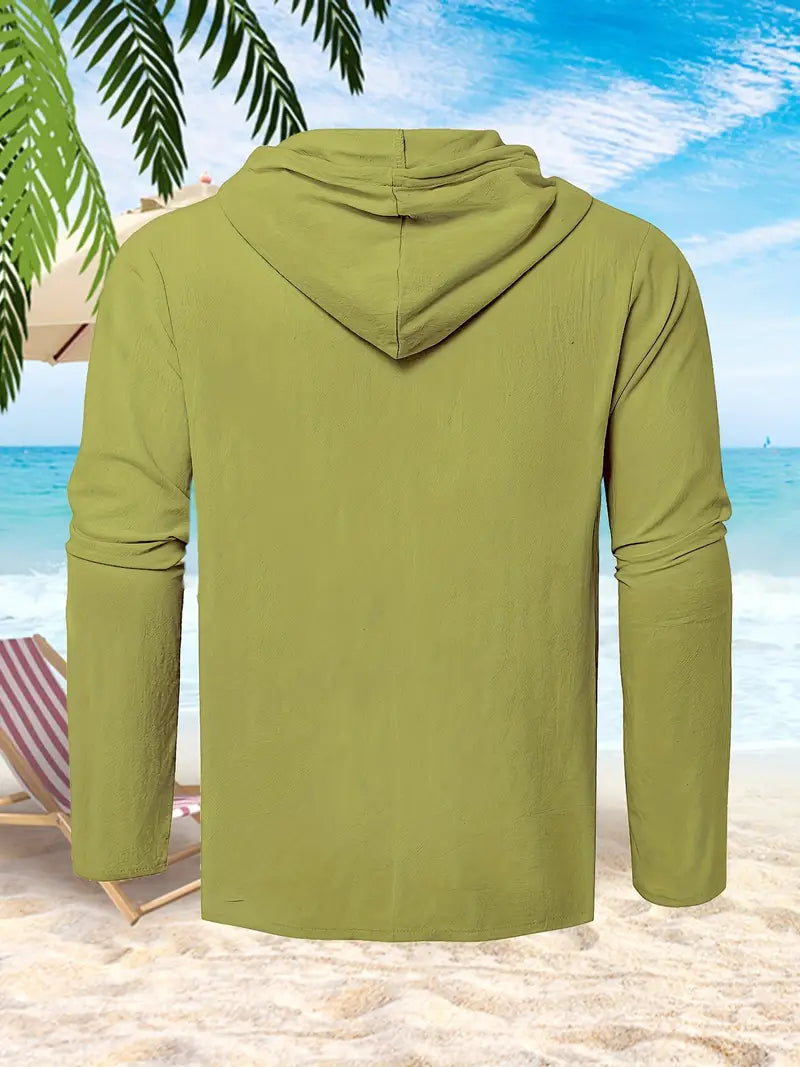 Warren - Herren Sommer Casual Button Hooded Shirt mit Kapuze