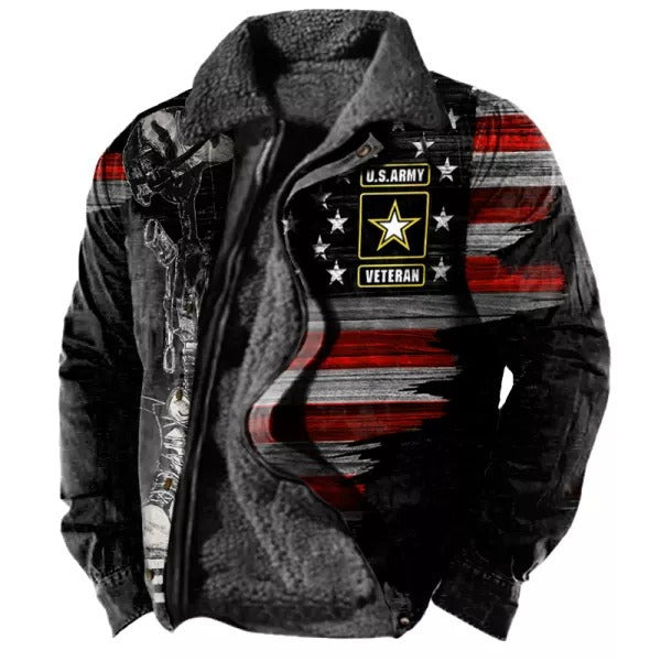 Herren Fleecejacke mit Aztekischem Geometrischem Print – Ideal für Sommerabende