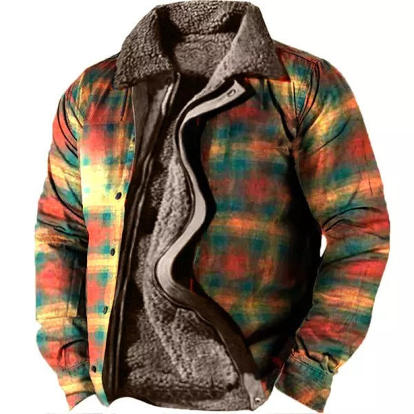 Herren Fleecejacke mit Aztekischem Geometrischem Print – Ideal für Sommerabende