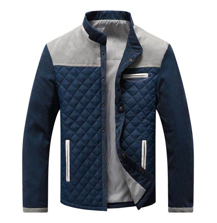 Herren Strickjacke für Frühling und Herbst mit Slim Fit Knopfverschluss Patchwork Design und Rippbündchen