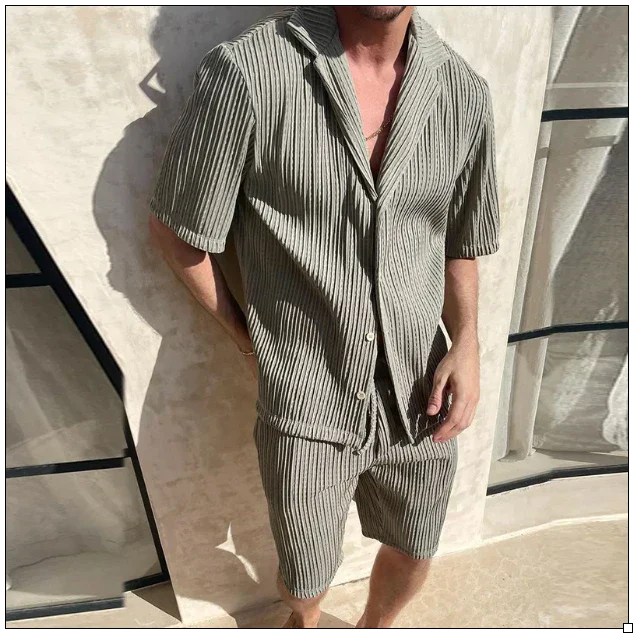 Sommer-Set für Herren | Kurzarm-Hemd & Shorts aus Leinen-Baumwoll-Mix – Atmungsaktiv & Leicht | Perfekt für heiße Sommertage