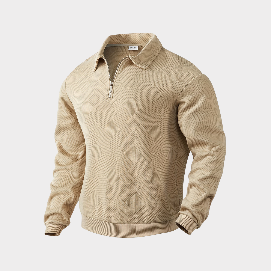 Herren Herbst Pullover Mit Reißverschluss Kragen Und Geometrischem Muster