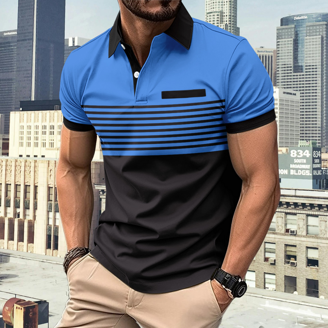 Herren Poloshirt gestreift mit Kragen und Kurzarm