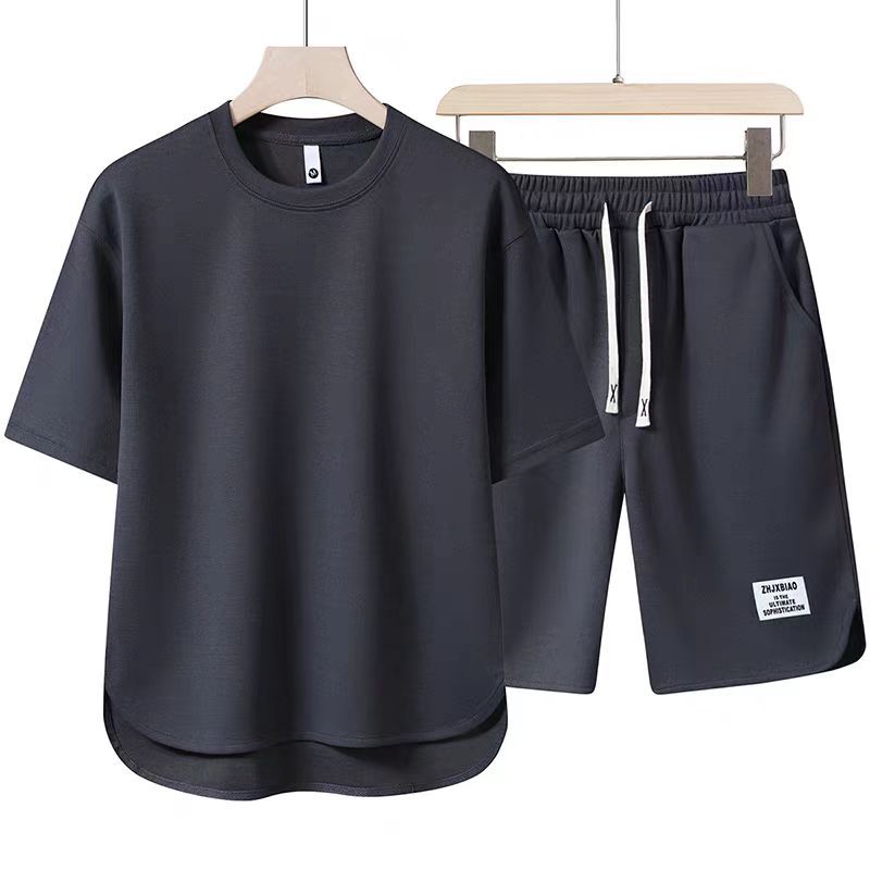Herren Sommer Kurzarm-T-Shirt mit Rundhalsausschnitt Einfarbig