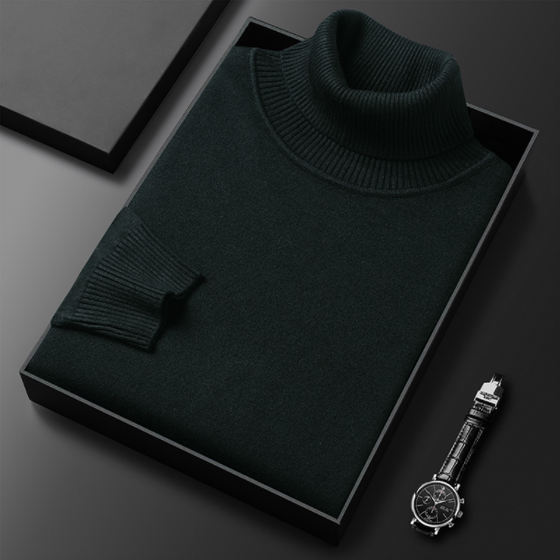 Herren Rollkragenpullover einfarbig mit geripptem Kragen