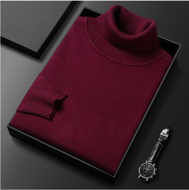 Herren Rollkragenpullover einfarbig mit geripptem Kragen
