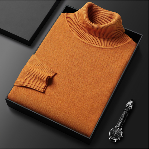 Herren Rollkragenpullover einfarbig mit geripptem Kragen