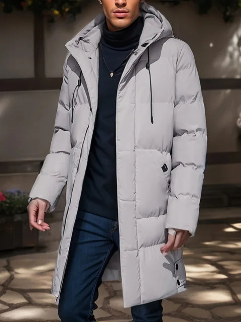 Herren-Wintermantel mit Wattierung, wetterfester Oberfläche und vollflächigem Design