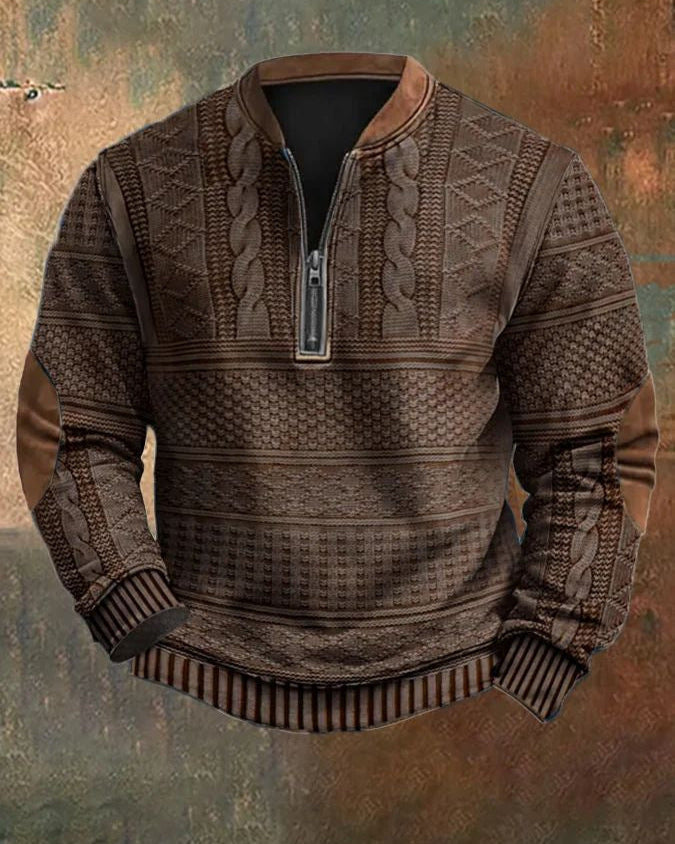 Herren Kapuzenpullover mit Halbem Reißverschluss – Slim Fit Sommerliches Gestreiftes Design