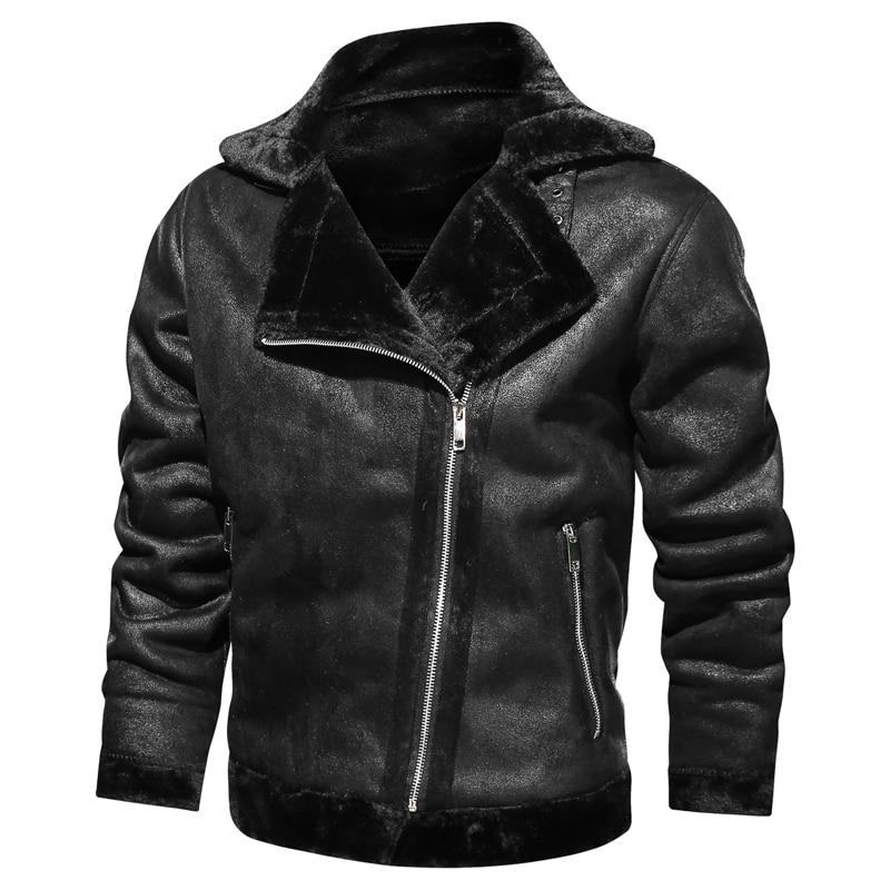 Herren Winter Bikerjacke mit Fleecefutter und hohem Kragen