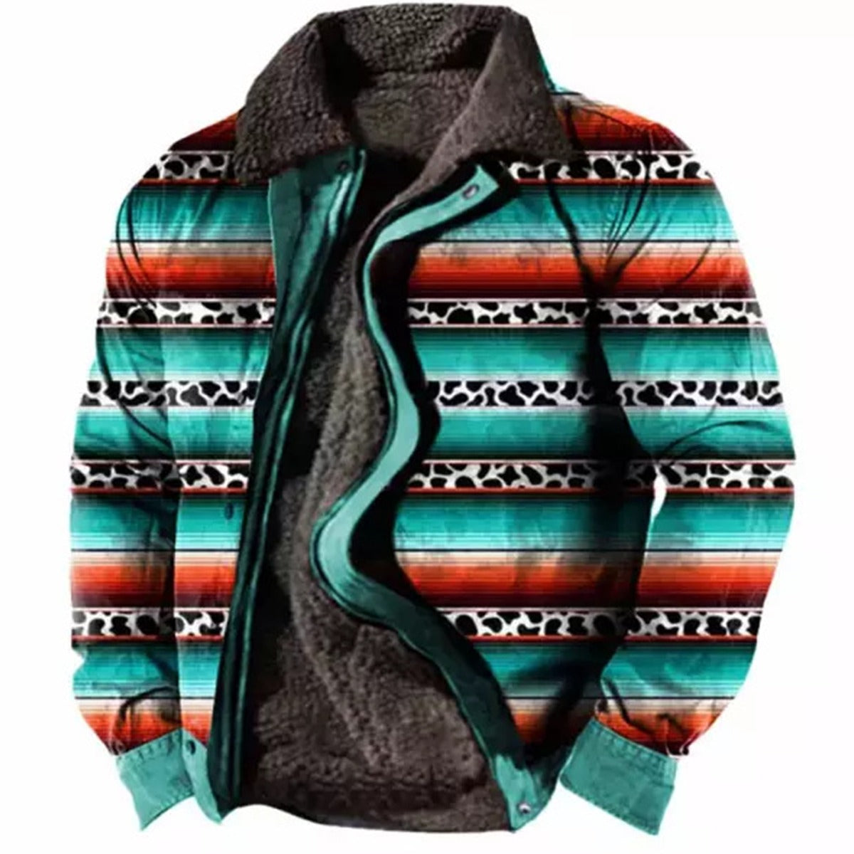 Herren Fleecejacke mit Aztekischem Geometrischem Print – Ideal für Sommerabende