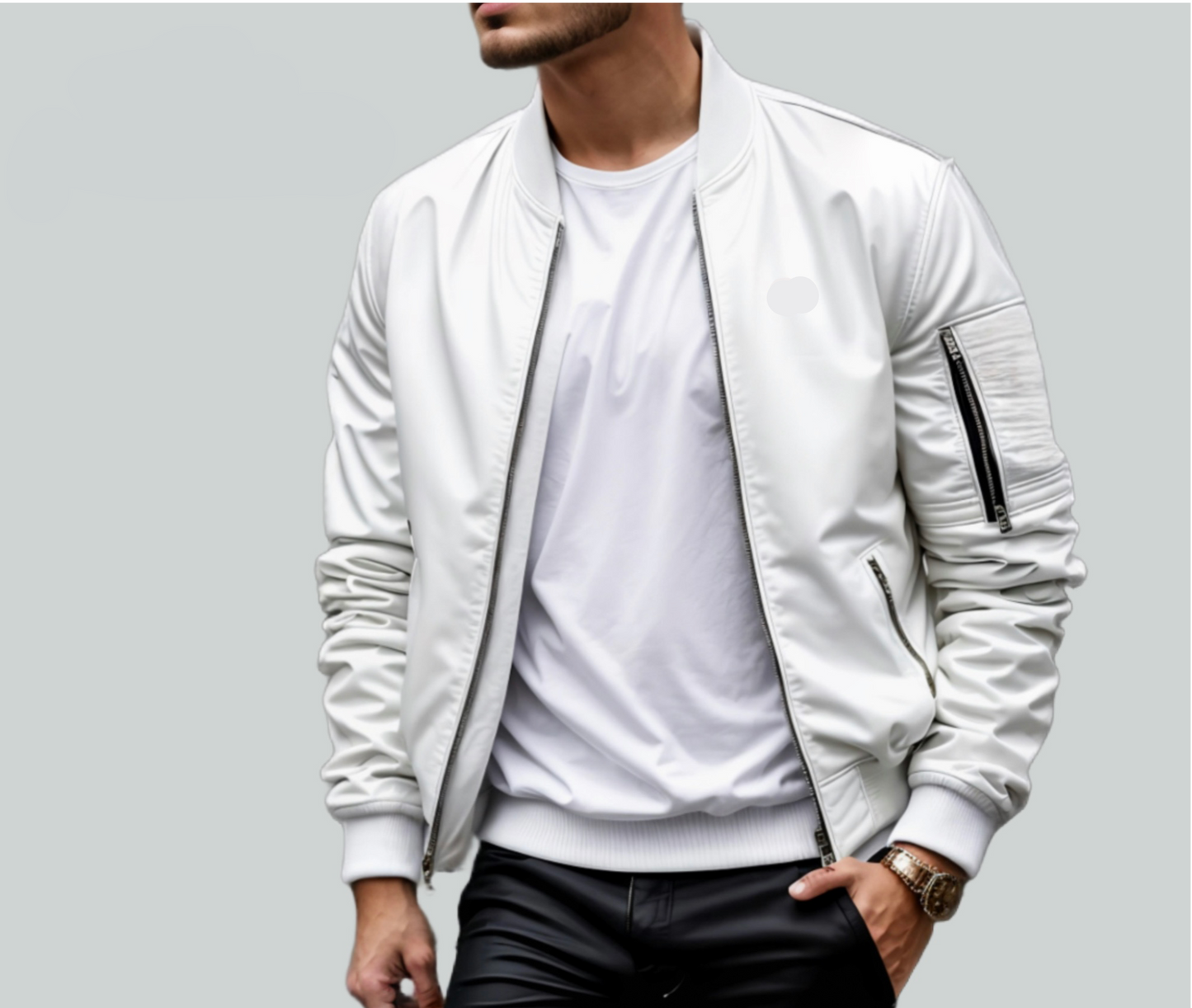 Leichte Herren-Steppjacke mit Reißverschluss, Seitentaschen und geripptem Kragen | Ideal für Sommer