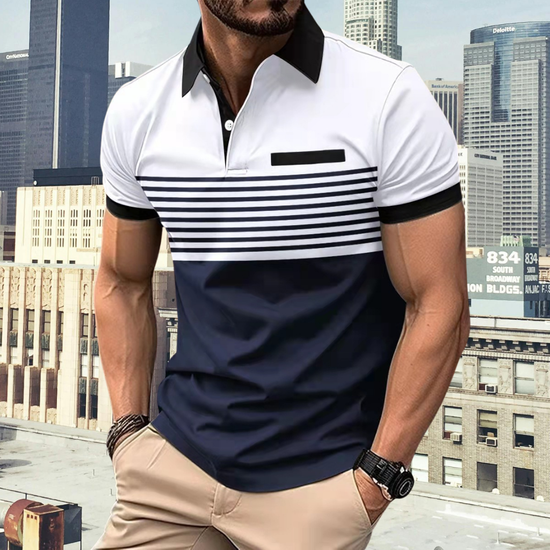 Herren Poloshirt gestreift mit Kragen und Kurzarm