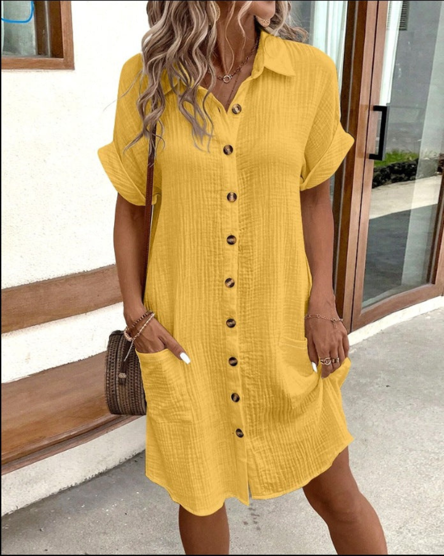 Langärmeliges Hemdkleid für Damen mit Knopfleiste | Ideal für Frühling und Sommer