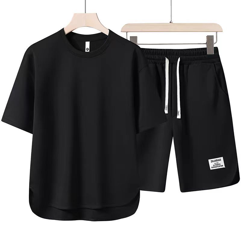 Herren Sommer Kurzarm-T-Shirt mit Rundhalsausschnitt Einfarbig