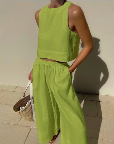 Zweiteiliges Ärmelloses Set mit Hose | Perfekt für den Sommer