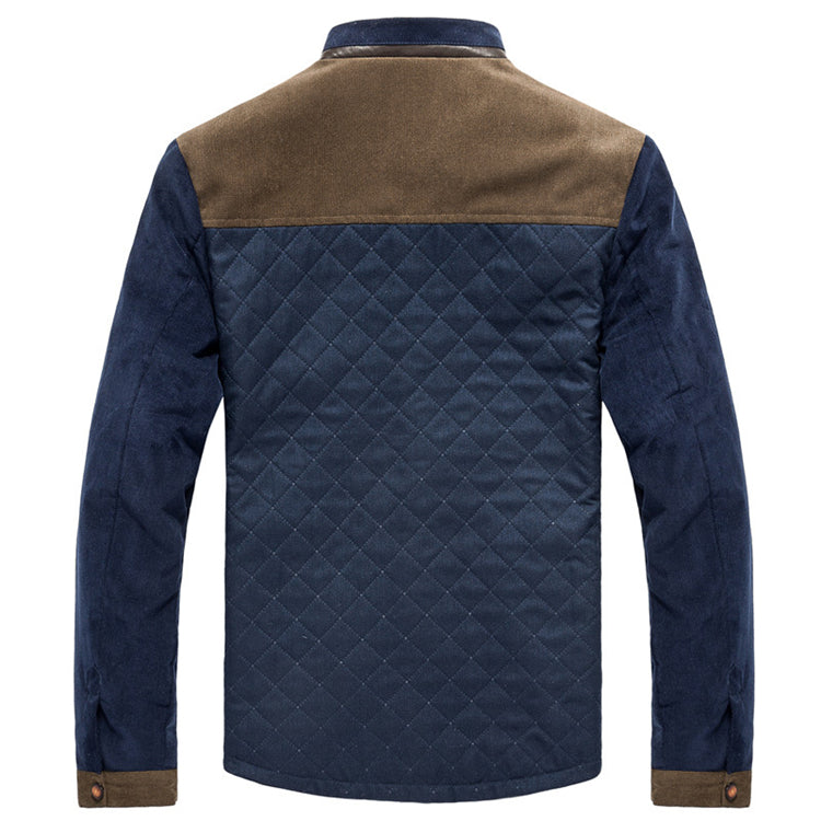 Herren Strickjacke für Frühling und Herbst mit Slim Fit Knopfverschluss Patchwork Design und Rippbündchen