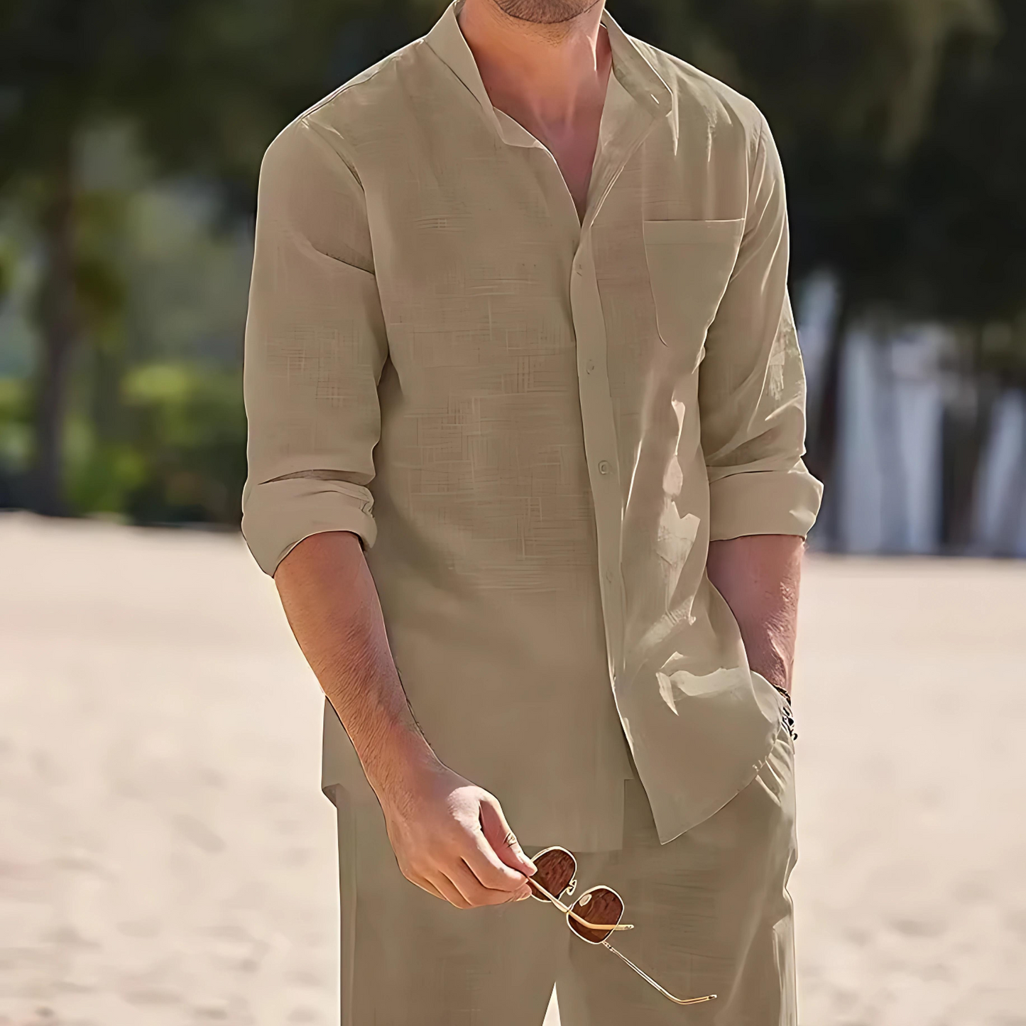 Sommer Set für Herren – Leichtes Kurzarmhemd & Shorts aus Leinenmischung - Perfekt für heiße Tage