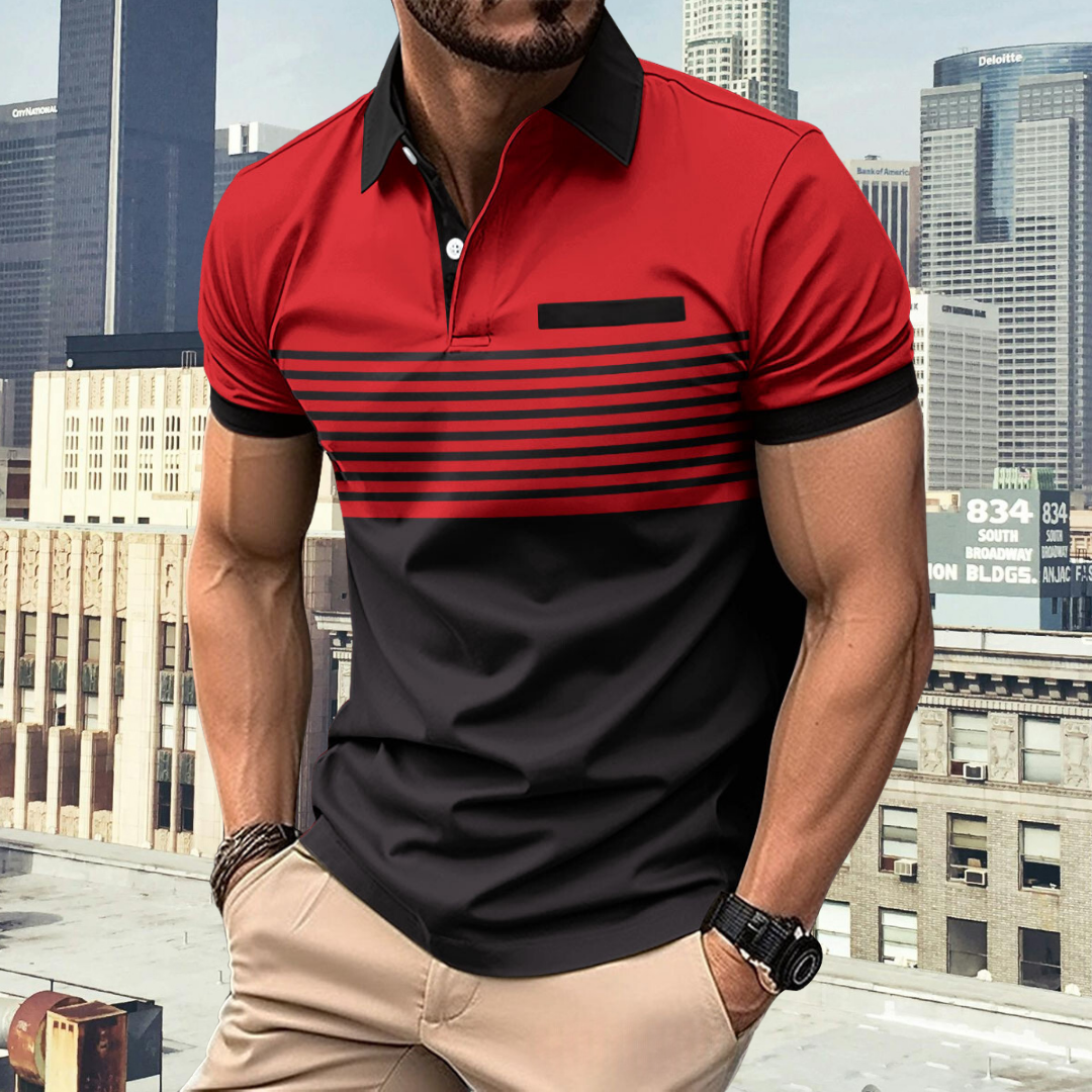 Herren Poloshirt gestreift mit Kragen und Kurzarm