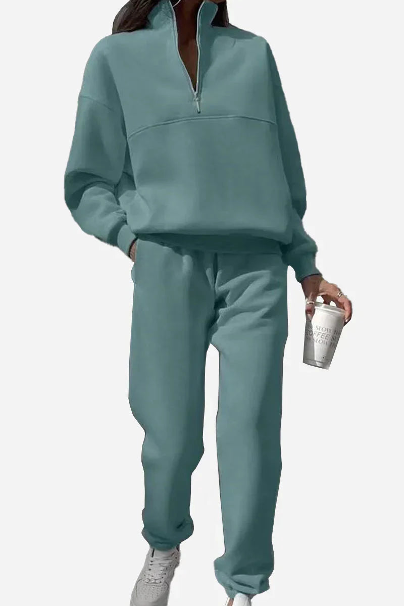 Zweiteiliges Damen-Jogger-Set aus Baumwollmischung mit Kapuzenpulli und Jogginghose | Ideal für Frühling & Sommer