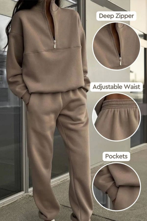 Zweiteiliges Damen-Jogger-Set aus Baumwollmischung mit Kapuzenpulli und Jogginghose | Ideal für Frühling & Sommer