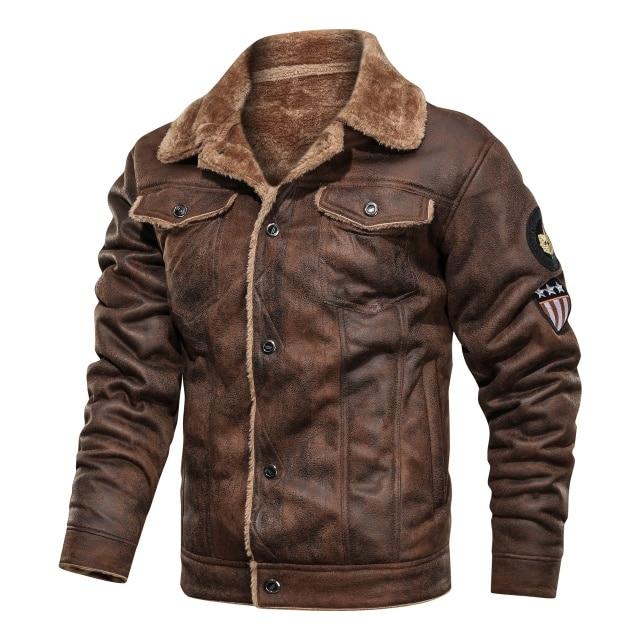 Herren Winter Bikerjacke mit Fleecefutter und hohem Kragen