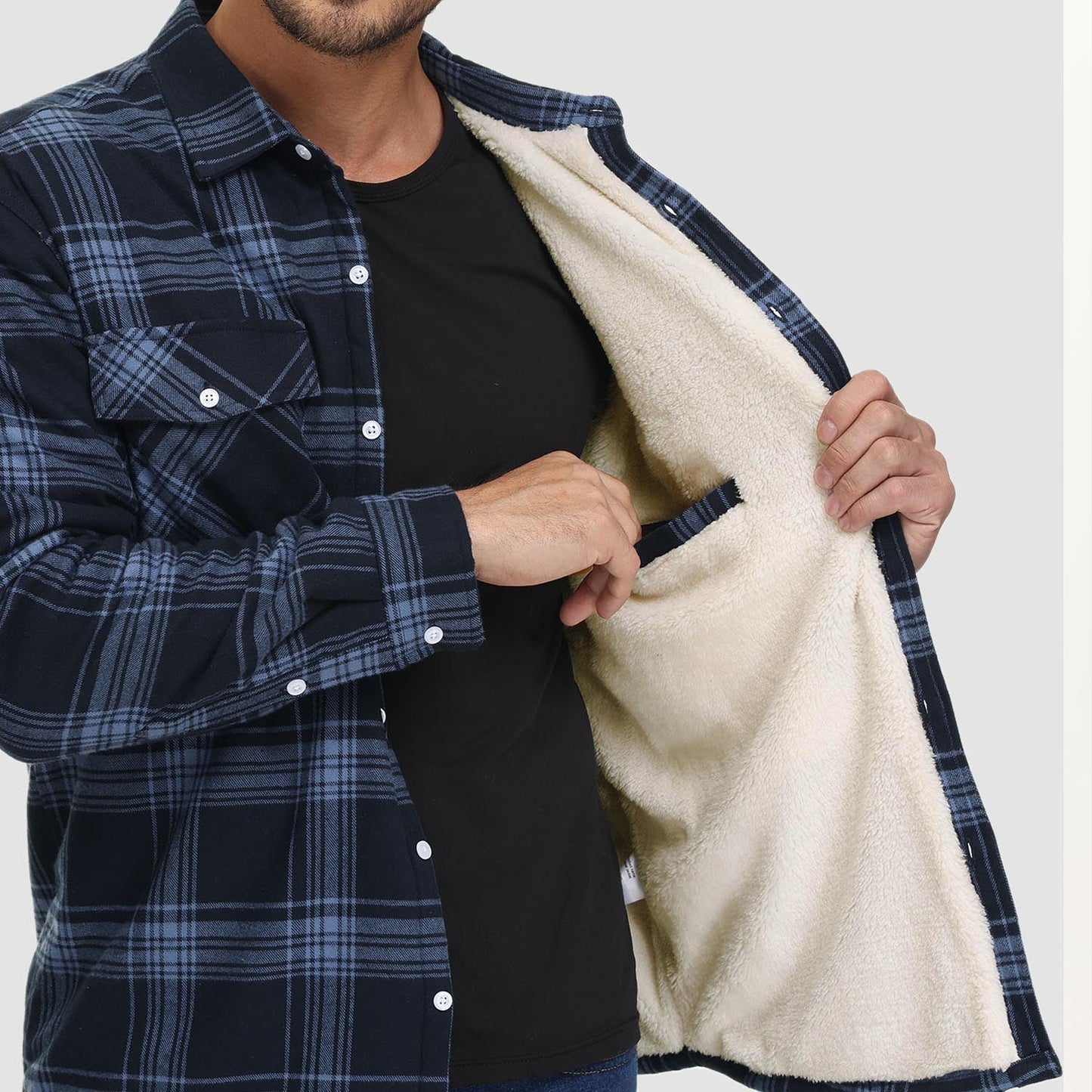 Leichte karierte Überhemdjacke mit Knopfverschluss und Seitentaschen | Ideal für Sommer