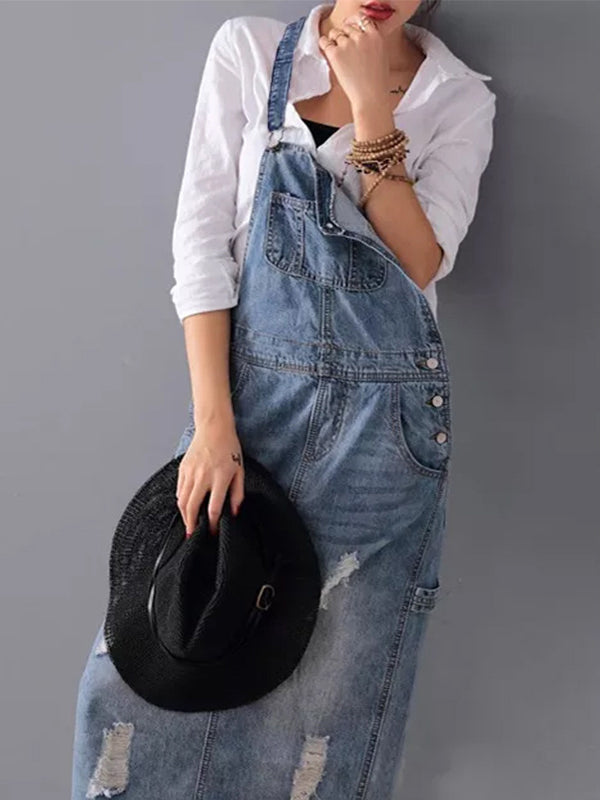 Jeans Overall Kleid mit Geschlitztem Rücken I Perfekt für den Sommer