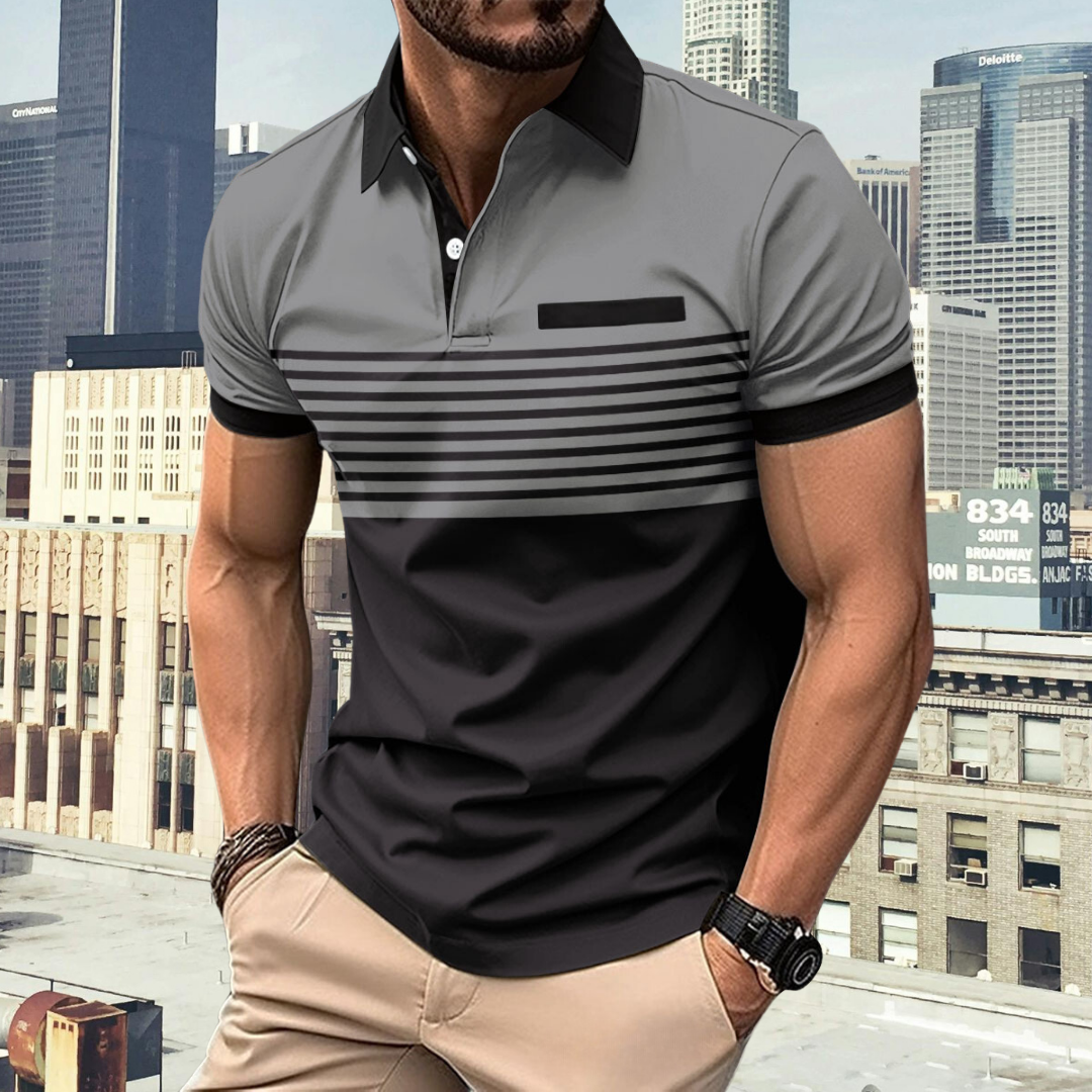 Herren Poloshirt gestreift mit Kragen und Kurzarm