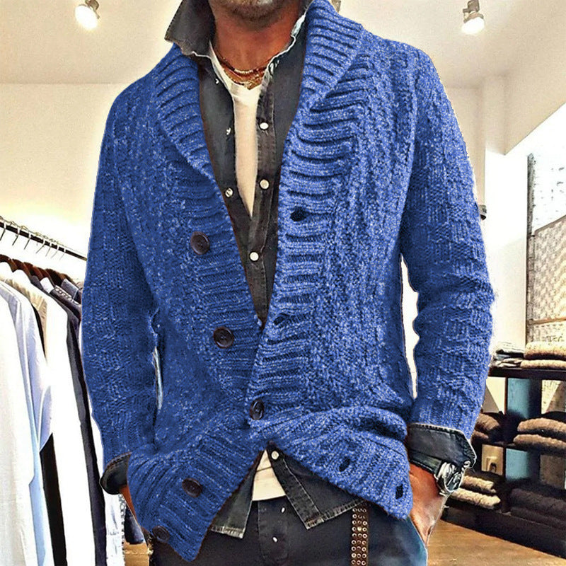 Herren Sommer-Strickjacke mit Geradem Schnitt Langarm Polyesterstrick