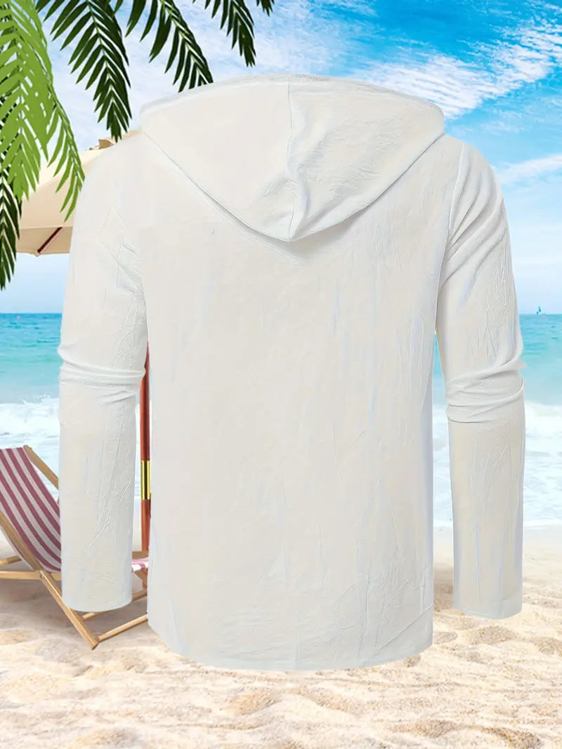 Warren - Herren Sommer Casual Button Hooded Shirt mit Kapuze