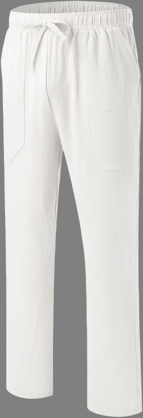 Leichte Sommerhose aus Baumwolle für Herren - Atmungsaktive Hose mit geradem Bein, elastischem Bund und Kordelzug - Perfekt für den Sommer