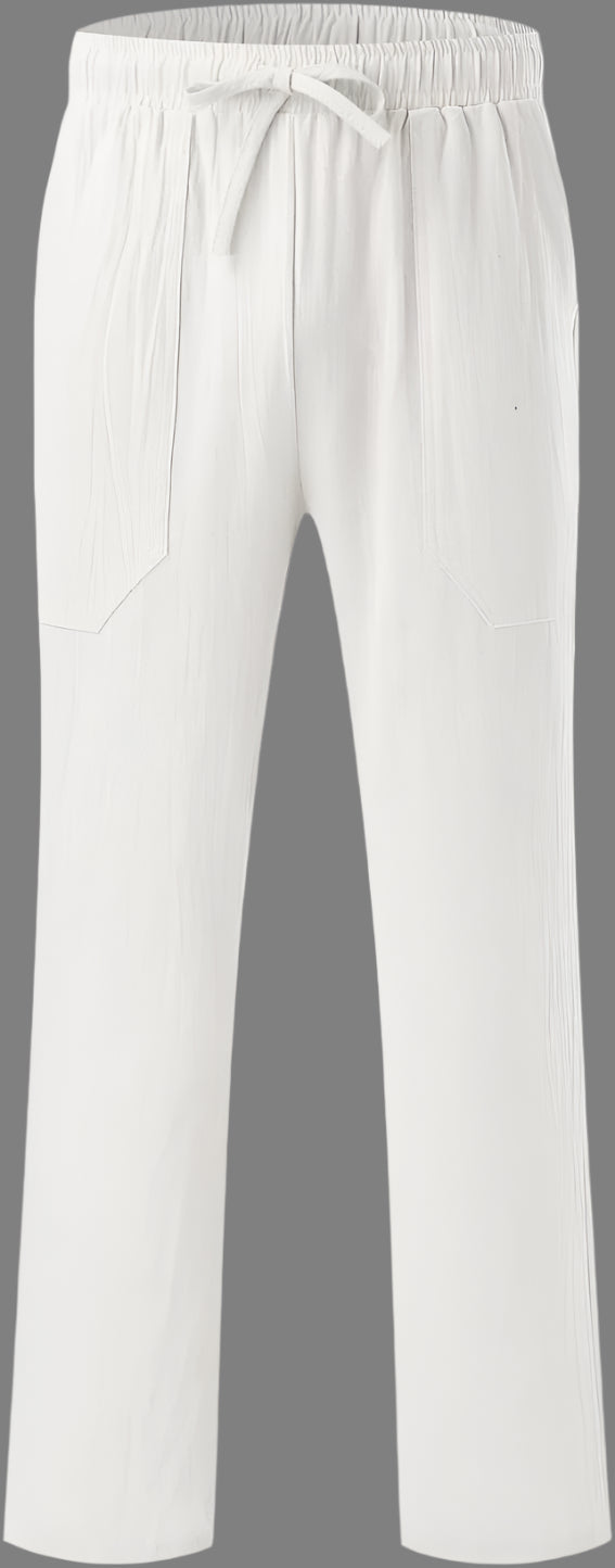 Leichte Sommerhose aus Baumwolle für Herren - Atmungsaktive Hose mit geradem Bein, elastischem Bund und Kordelzug - Perfekt für den Sommer