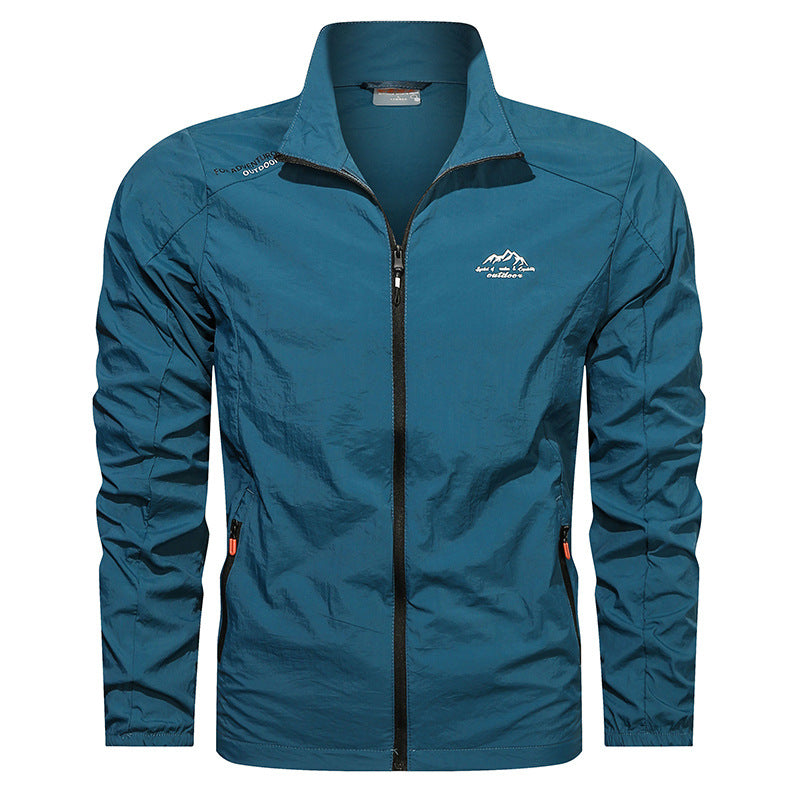 Herren Sommer Leichte Sportjacke Schnell Trocknend mit UV-Schutz und Stehkragen