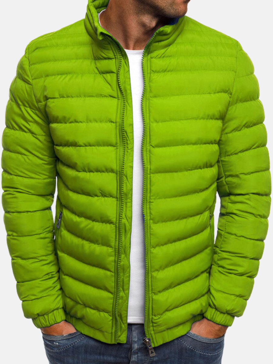 Herren-Winter-Steppjacke mit Reißverschluss und Stehkragen