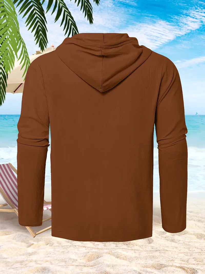 Warren - Herren Sommer Casual Button Hooded Shirt mit Kapuze