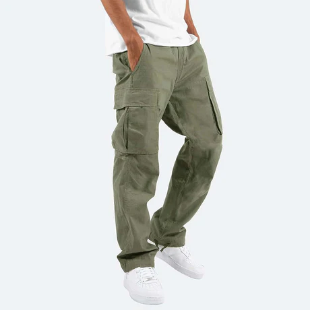 Gerade geschnittene Cargohose für Männer mit mehreren Taschen und entspannter Passform - Perfekt für den Sommer