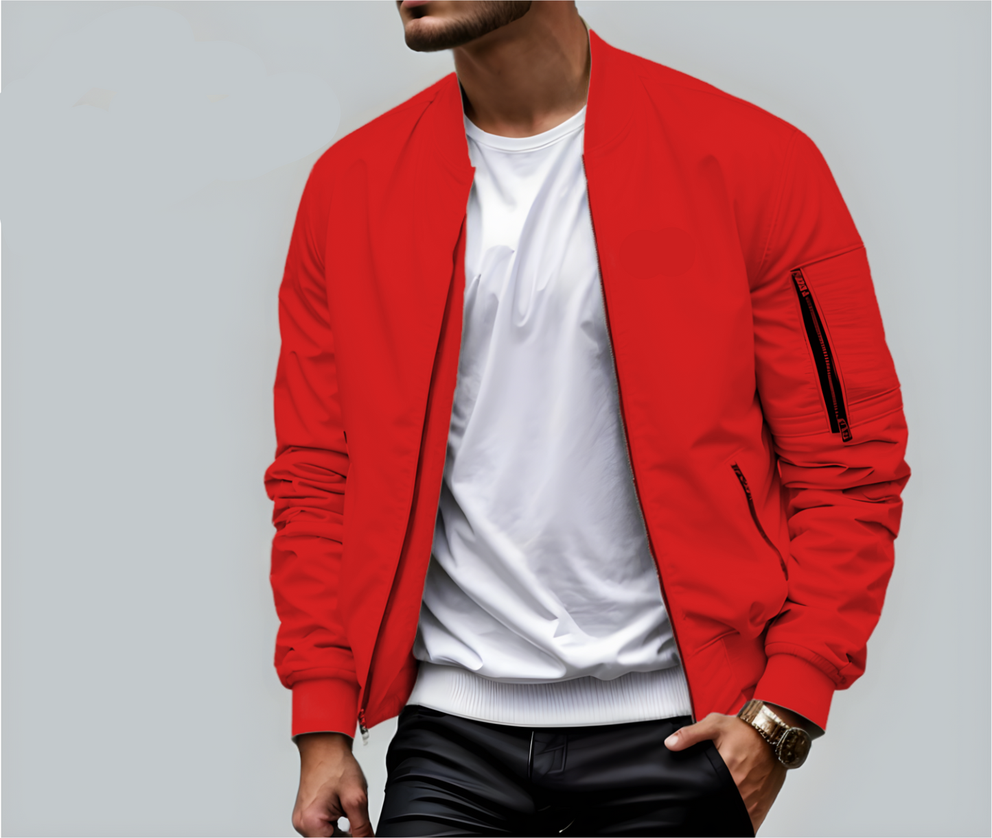 Leichte Herren-Steppjacke mit Reißverschluss, Seitentaschen und geripptem Kragen | Ideal für Sommer