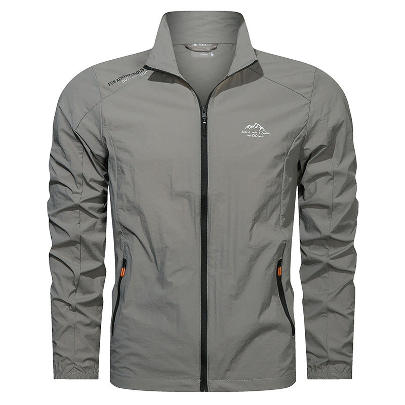 Herren Sommer Leichte Sportjacke Schnell Trocknend mit UV-Schutz und Stehkragen