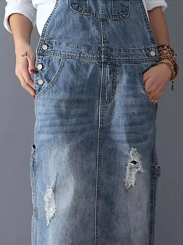 Jeans Overall Kleid mit Geschlitztem Rücken I Perfekt für den Sommer