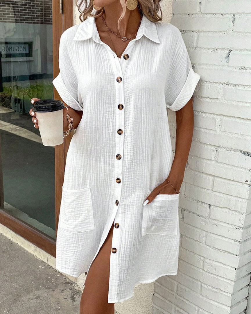 Langärmeliges Hemdkleid für Damen mit Knopfleiste | Ideal für Frühling und Sommer