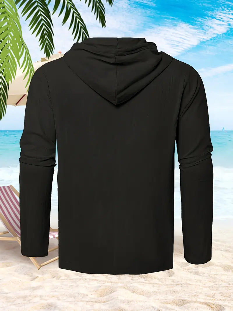 Warren - Herren Sommer Casual Button Hooded Shirt mit Kapuze