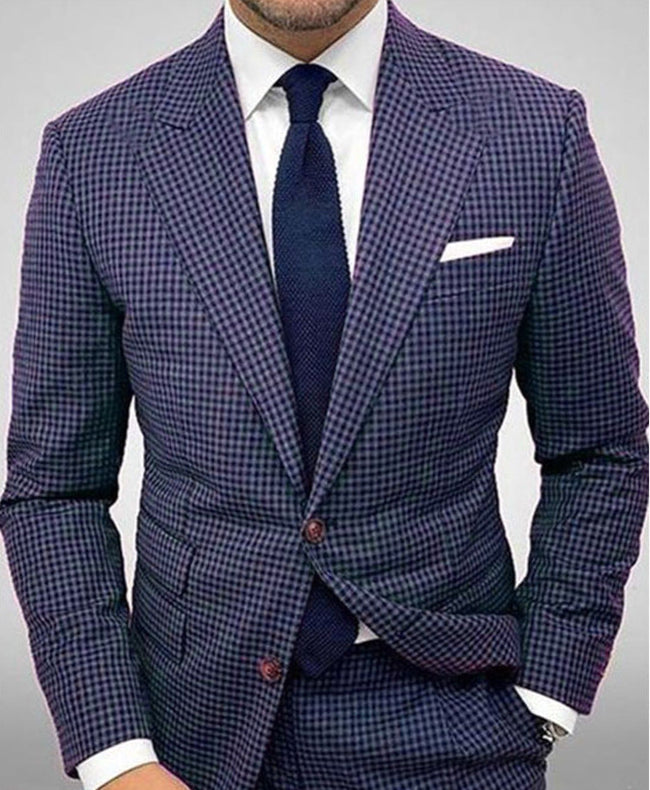 Gestreifter Herrenblazer mit Anzugkragen, Zwei-Knopf-Verschluss und Slim-Fit-Schnitt – Geeignet für Frühling und Sommer