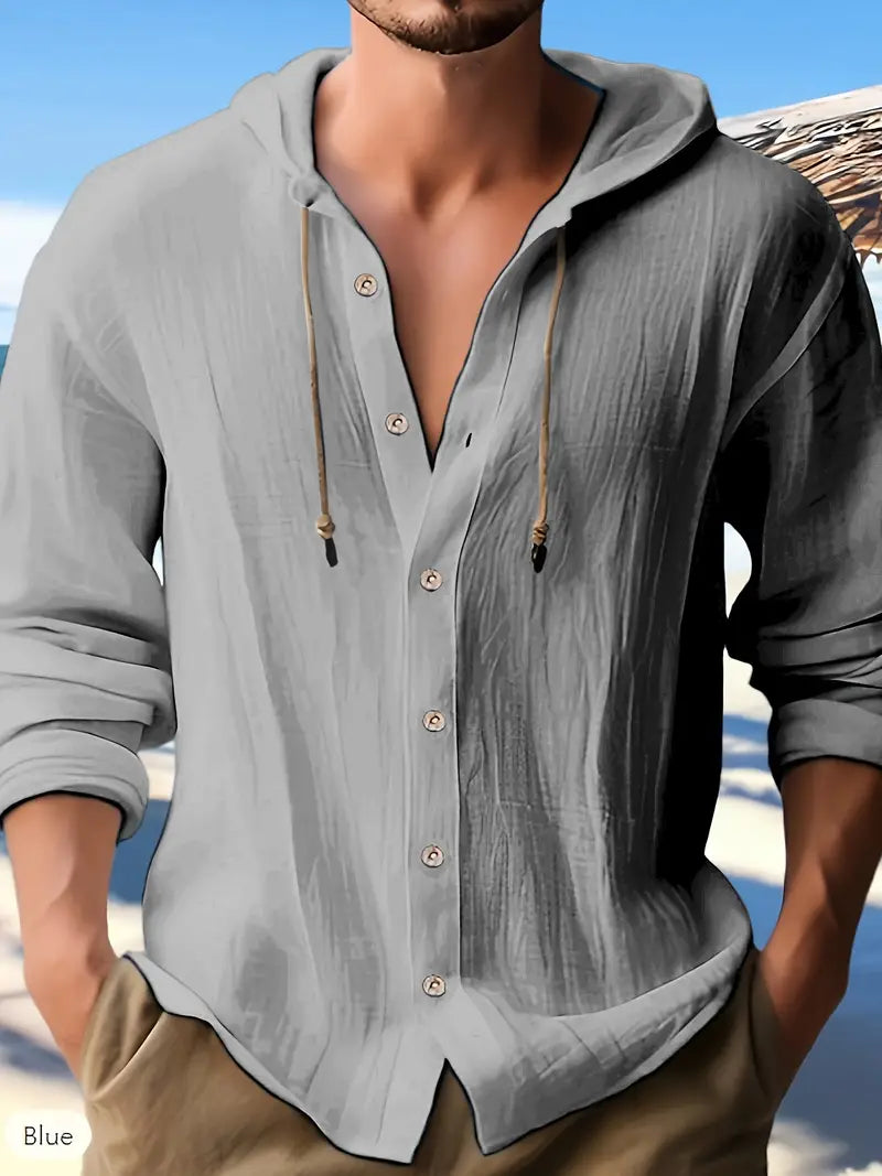 Warren - Herren Sommer Casual Button Hooded Shirt mit Kapuze