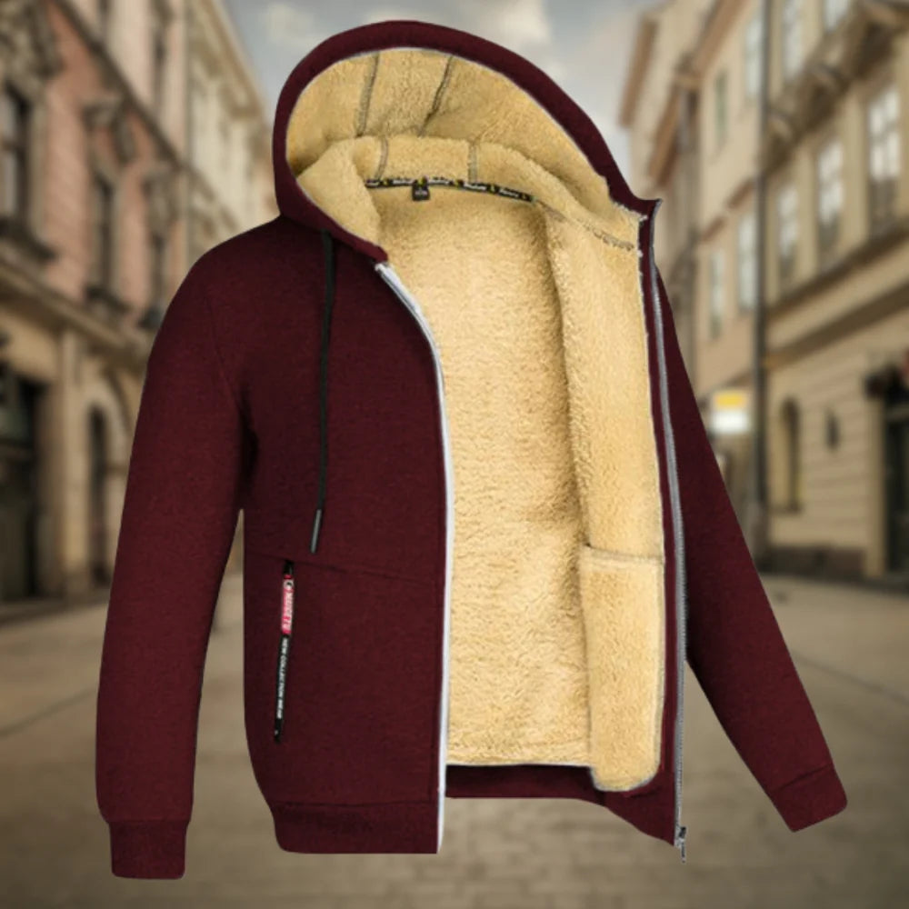 Herren-Kapuzenjacke mit leichtem Fleecefutter, Reißverschluss und mehreren Taschen | Ideal für Sommerabende
