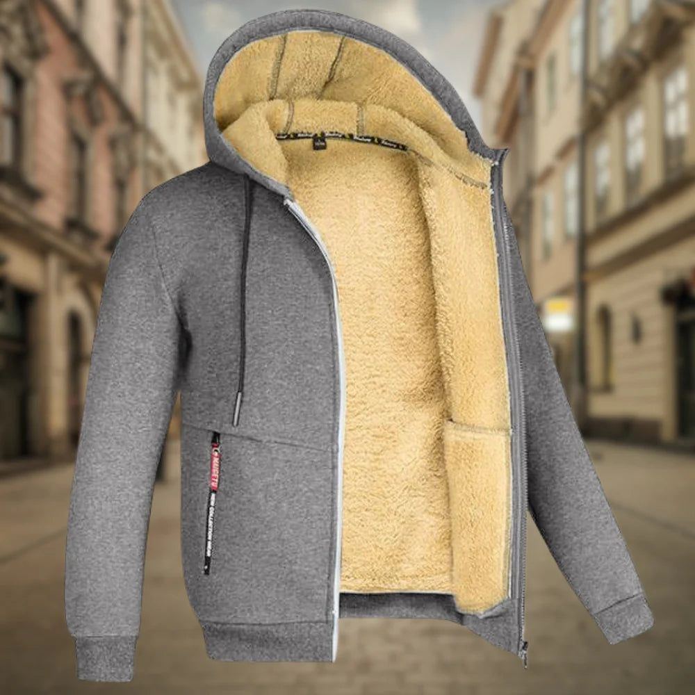 Herren-Kapuzenjacke mit leichtem Fleecefutter, Reißverschluss und mehreren Taschen | Ideal für Sommerabende