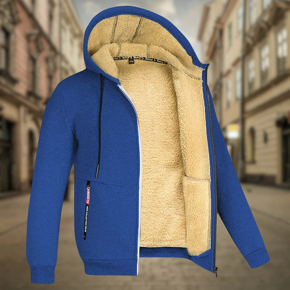 Herren-Kapuzenjacke mit leichtem Fleecefutter, Reißverschluss und mehreren Taschen | Ideal für Sommerabende